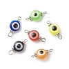 Flat Round Evil Eye Resin Connector Charms PALLOY-JF01799-02-1