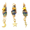 3Pcs 3 Styles Electroplated Natural Quartz Crystal Pendants PALLOY-YW00079-04-1