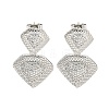 Brass Pave Clear Cubic Zirconia Dangle Stud Earrings EJEW-M258-28P-1