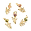 Brass Micro Pave Clear Cubic Zirconia Pendants CU-G605-18G-1