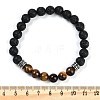 Natural Lava Rock & Tiger Eye Beaded Stretch Bracelets for Women Men BJEW-F486-04AS-5