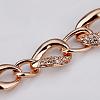 Real Rose Gold Plated Tin Alloy Czech Rhinestone Curb Chain Link Bracelets BJEW-BB10046-RG-3