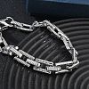 304 Stainless Steel Textured Rectangle Link Chain Bracelets SA-CBA2696-20P-3