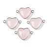 Natural Rose Quartz Love Heart Pendants G-T138-205H-P-1