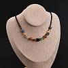 304 Stainless Steel Natural Gemstone Beaded Necklaces NJEW-U026-14G-1