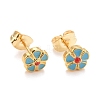 304 Stainless Steel Enamel with Glitter Stud Earrings EJEW-B009-26G-2