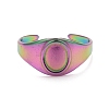 Ion Plating(IP) Rainbow Color 304 Stainless Steel Oval Chunky Open Cuff Ring for Women RJEW-C025-14M-2