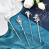 4Pcs 4 Styles Tibetan Style Alloy Resin Hair Sticks OHAR-SC0001-14-5