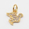 CZ Brass Micro Pave Cubic Zirconia Bird Charms ZIRC-L018-01-2