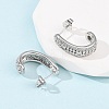 Brass Micro Pave Clear Cubic Zirconia J-Shaped Stud Earrings EJEW-B153-18P-3