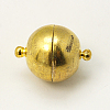 Round Brass Magnetic Clasps with Loops KK-M060-12mm-G-1