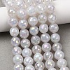 Electroplated Natural Agate Beads Strands G-B191-A07-10mm-01-1