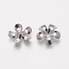 Tarnish Resistant 5-Petal 304 Stainless Steel Flower Bead Caps STAS-L205-09C-2