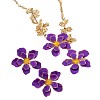 Flower Iron Enamel Stud Earring & Pendant Necklaces for Women WGE42BA-01-2