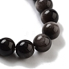 Round & Cat Head Natural Obsidian Beaded Stretch Bracelets for Women BJEW-K251-03F-4