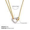 Duo Tone 304 Stainless Steel Heart Pendant Necklaces for Women FS-WGDA821-01-6