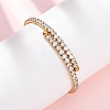 304 Stainless Steel Micro Pave Cubic Zirconia Open Cuff Bangles for Women BJEW-K293-04B-G-1