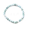 Natural Larimar/Pectolite Round Beaded Stretch Bracelet BJEW-A120-01A-1