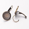 Antique Bronze Brass Bezel Leverback Earring Findings for Cabochons X-KK-C1244-14mm-AB-NR-2