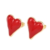 Brass Heart Stud Earrings EJEW-C152-05B-3
