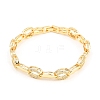 Oval Brass Micro Pave Clear Cubic Zirconia Link Chain Bracelets for Women BJEW-T025-03B-G-2