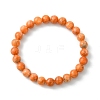 Natural Orange Calcite Beads   Stretch Bracelets for Women Men BJEW-JB13732-3
