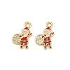 Brass Micro Pave Cubic Zirconia Charms KK-Z129-01G-04-1