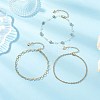 Natural Morganite Nuggets & 304 Stainless Steel Link Chain 3 Layer Anklets for Women AJEW-AN00743-02-1
