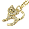 Brass Micro Pave Clear Cubic Zirconia Cat Pendant Necklaces for Women NJEW-Z042-01G-03-1