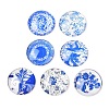 Blue and White Floral Printed Glass Cabochons GGLA-A002-30mm-XX-1