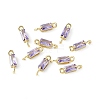 Brass Pave Cubic Zirconia Connector Charms KK-F892-53G-11-1