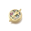 Brass Micro Pave Cubic Zirconia Flat Round Links Connector Charms KK-D431-081G-02-2