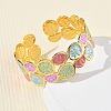 Brass Enamel Cuff Bangles for Women BJEW-A173-02G-2
