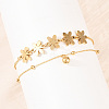 Flower 304 Stainless Steel Satellite Chains Double Layers Anklets BJEW-H643-05G-1