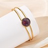 304 Stainless Steel & Natural Gemstone Cuff Bracelets for Women BJEW-JB14123-02-5