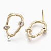 Brass Cubic Zirconia Stud Earring Findings KK-S354-229-NF-1
