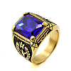 316L Stainless Steel & Cubic Zirconia Men's Vintage Carved Finger Rings FS-WG82D33-42-1