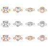 SUPERFINDINGS 12Pcs 12 Styles Brass Pave Clear Cubic Zirconia Connector Charms KK-FH0005-86-1
