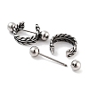 Braided 316 Surgical Stainless Steel Shield Barbell Hoop Earrings EJEW-Z050-58B-AS-2