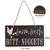 Wooden Rectangle with Word Farm Fresh Butt Nuggets Pendant Decoration PW-WGE1C63-01-1