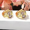 Flower Brass Micro Pave Cubic Zirconia Hoop Earrings EJEW-C126-13G-02-2