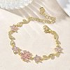 Brass Micro Pave Cubic Zirconia Link Chain Bracelets for Women BJEW-C156-04D-03G-2