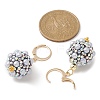 Polymer Clay Rhinestone Disco Ball Dangle Leverback Earrings EJEW-JE05297-02-3