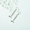 Curb Chains with Brass Charm Long Dangle Earrings EJEW-JE04963-03-3