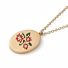Enamel Oval with Birth Flower Pendant Necklace STAS-H174-02G-L-2