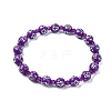 5Pcs Acrylic Round with Cross Pattern Beaded Stretch Bracelets for Women BJEW-JB11344-3