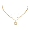 Brass Pave Clear Cubic Zirconia Moon with Star Pendant Necklaces NJEW-JN05383-2