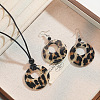 Leopard Print Pattern Round Acrylic Pendant Necklaces and Dangle Earrings Sets WGC0DA0-03-1