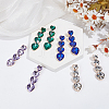 ANATTASOUL 4 Pairs 4 Colors Glass Heart Dangle Stud Earrings EJEW-AN0004-56-7