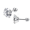 Stainless Steel Micro Pave Clear Cubic Zirconia Stud Earrings PW-WG005C9-01-1